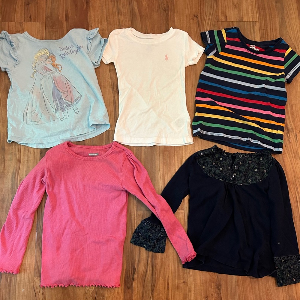 Lot of 5 girls 3T shirts - Polo Ralph Lauren, Frozen, Baby Gap, etc.